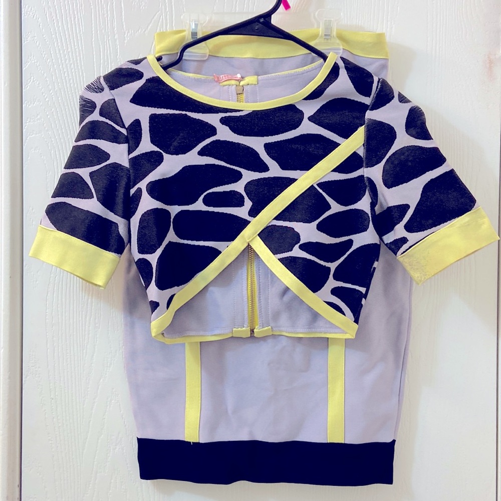 2 piece bandage crop top and skirt